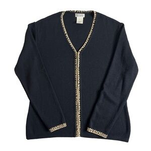 ⭐️ Italtempo Black Merino Wool zip-up Cardigan- size medium